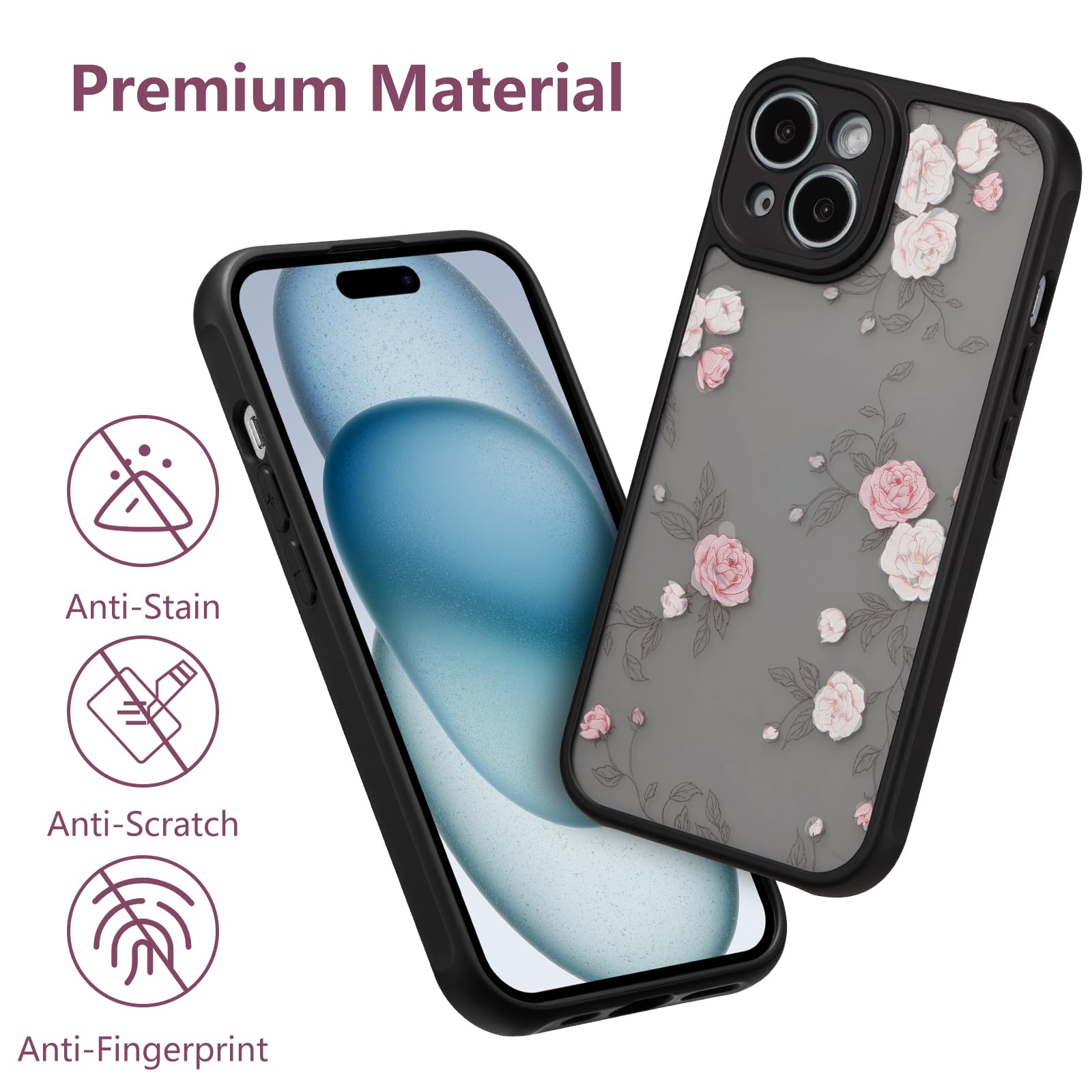 Amazon.com: XIZYO for iPhone 15 Plus Case, Floral Rose Cute Phone